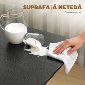 HOMCOM Masă de Dining Pliabilă, Masă de Bucătărie Rabatabilă cu Roți cu Frână pentru 4-6 Persoane, Birou Compact cu Cadru din Oțel, pentru Living, 120x80x73 cm, Negru cu Efect de Lemn | Aosom Romania