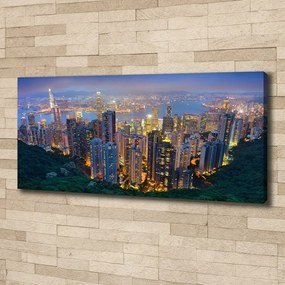 Print pe canvas Hong kong pe timp de noapte