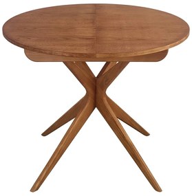 Masă de dining rotundă extensibilă cu aspect de lemn de stejar cu blat suplimentar ø 90 cm Jubi – Ragaba