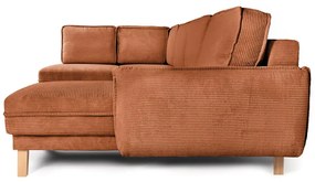 Colțar portocaliu extensibil cu tapițerie din catifea reiată (cu colț pe partea stângă /în formă de "U") Tori – Bonami Selection