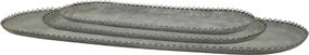 Set de 3 tăvi din metal cu margine decorativă tip dantelă, finisaj zinc antichizat