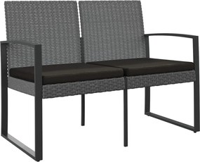 vidaXL Bancă de grădină cu 2 locuri, cu perne, gri închis, ratan PP