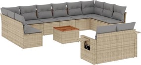 vidaXL Set canapele de grădină, 13 piese, cu perne, bej, poliratan