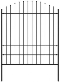 Gard de gradina cu varf sulita, negru, (1,75-2) x 1,7 m, otel