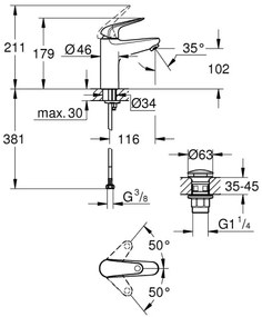 GROHE 24326001 - Baterie pentru lavoar SWIFT DN 15, mărime M, crom lucios