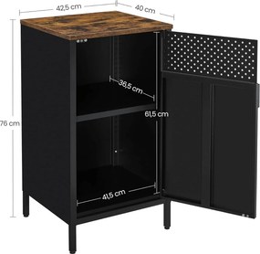 Comoda cu 1 usa Industrial, Songmics, 42.5 x 40 x 76 cm, PAL/otel, negru