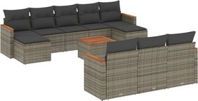 vidaXL Set canapele de grădină cu perne, 11 piese, gri, poliratan