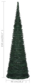 Brad snur de Craciun artificial pop-up cu LED, verde, 150 cm 1, 150 cm