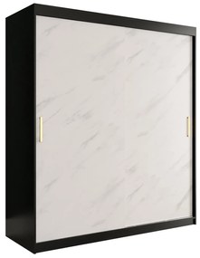 Dulap de haine 180 cm Marbelo T (mat negru + marmură albă). 1064546