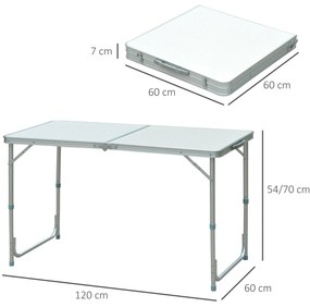 Outsunny Masă De Camping Picnic Pliabilă Portabilă 120 x 60 x 54/70 cm | Aosom Romania