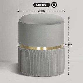 HOMCOM Taburet rotund de depozitare, Taburet tapițat cu catifea și capac detașabil, șezut căptușit și spațiu de depozitare ascuns, Gri deschis | Aosom Romania