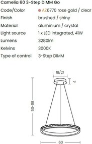 Lustra LED suspendata design circular CAMELIA 60 3-STEP DIMM