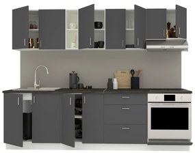 Set Bucatarie Karo V18, Antracit/Alb, Blat Thermo 28 mm, L 260 cm