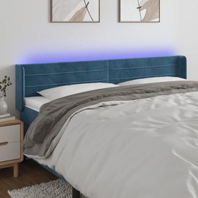 3123446 vidaXL Tăblie de pat cu LED, albastru închis, 203x16x78/88 cm, catifea