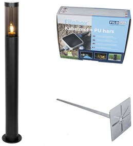 Lampă de stâlp exterioară modernă neagră 80 cm IP44 - Rox