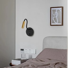 Lampă LED flexibilă de perete cu port USB Brilagi MAYA LED/3W/230V negru/auriu