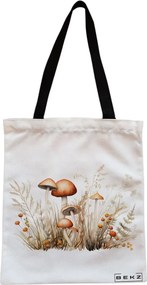 Sacosa de Panza pentru Cumparaturi, Geanta Tote, Colorful Mushrooms 12, Cu fermoar, 38x34.5 cm, Alba, BEKZ®