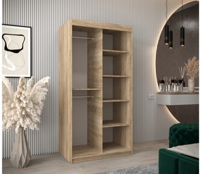 Dulap de haine 100 cm Toki 2 (stejar sonoma + negru mat). 1064969