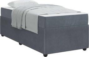 vidaXL Cadru de pat cu saltea Gri închis 90 x 190 cm țesătură