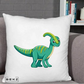 Perna Decorativa Parasaur Verde, 40x40 cm, Alb Pufos, Husa Detasabila, Perna Inclusa, BEKZ®