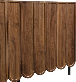 Comodă cu uși ondulate, spațiu de depozitare pentru living, hol &amp; sufragerie, 120x35x80 cm, Maro