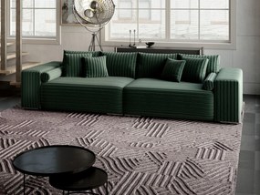 Canapea extensibilă dumonde cu ladă de depozitare si sezut confortabil din spuma high-density, Marbela Ambience Green XXL 295x100 cm