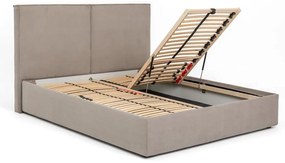 Pat matrimonial taupe tapițat cu spațiu de depozitare cu somieră 160x200 cm Thessa Bold – Bonami Selection