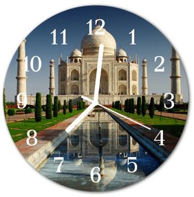 Ceas de perete din sticla rotund Taj Mahal Arhitectura Multi-colorat