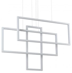 Lustra LED suspendata design geometric FRAME SP RETTANGOLO alba