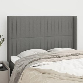 vidaXL Tăblie de pat cu aripioare gri închis 147x16x118/128 cm textil