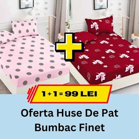 Pachet promotional 1 + 1 Husa de Pat Din bumbac Finet, LP-PPHBF-1