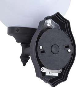 Lampă clasică de perete pentru exterior neagră cu sticlă opal IP44 cu senzor de mișcare - Champs