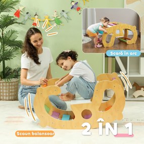 AIYAPLAY Joc pentru Copii 2 în 1 Rampă Montessori și Scaun Balansoar pentru Uz Interior, 91x41x48 cm, Multicolor | Aosom Romania