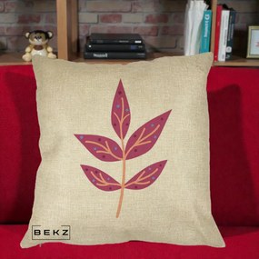 Perna Decorativa Ramura Botanica Mov, 40x40 cm, Crem, Husa Detasabila, Perna Inclusa, BEKZ®