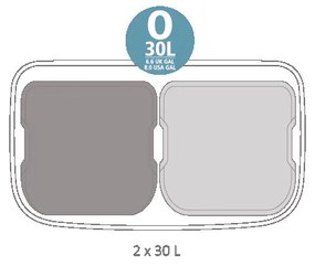 Cos de gunoi Brabantia Bo Pedal 1003191, 2x30 L, Inchidere lina, Baza antiderapanta, Negru