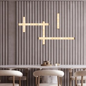 Lustra design geometric, alabastru natural, LED 93W 3000K