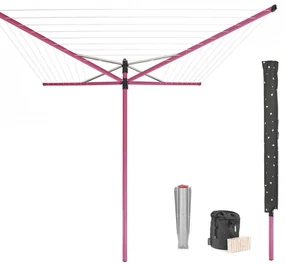 Uscator rufe exterior Brabantia Lift-O-Matic Outdoor 50m, ancora din metal, husă și geantă cu cleme, Spring Pink 1005640