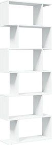 vidaXL Bibliotecă/separator cameră, 6 niveluri, alb, 70x24x193cm, lemn