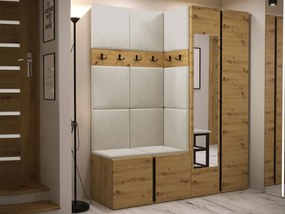 Mobilier hol Tovenaz XII (Stejar artisan + Negru + Bej) (cu oglindă). 1104818