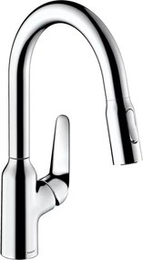 Baterie bucatarie dus extractibil Hansgrohe Focus M42 crom lucios 2 tipuri de jet