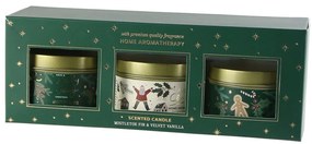 Set de lumânări de Crăciun Merry Christmas Mistletoe and fir/Velvet vanilla, 3 buc