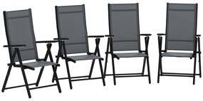 Outsunny Set de 4 Scaune Pliabile pentru Grădină cu Spătar și Șezut din Plasă, 56x69x106 cm, Gri | Aosom Romania