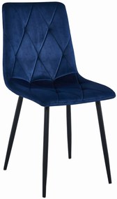 Albastru scaun bucatarie LIBRA din catifea cu picioare negre