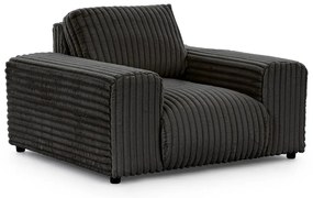 Fotoliu gri închis cu tapițerie din catifea reiată Justin – Ropez