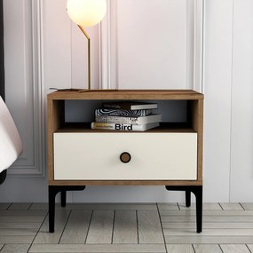 Noptiera Lizbon Walnut Cream