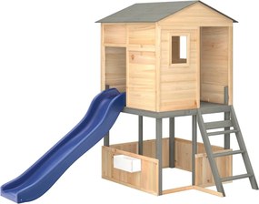 vidaXL Set de joacă în aer liber din lemn masiv de brad gri închis