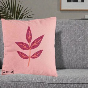 Perna Decorativa Ramura Botanica Mov, 40x40 cm, Roz, Husa Detasabila, Perna Inclusa, BEKZ®