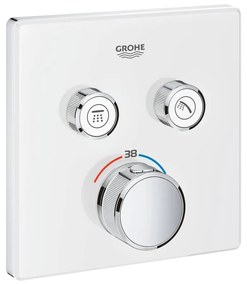 Baterie termostatica pentru cada incastrata cu 2 iesiri, moonwhite