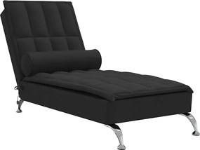 vidaXL Șezlong de masaj cu sprijin, negru, material textil