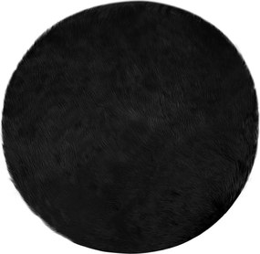 vidaXL Covor din Lână Faux Tafalla Negru Ø 200 cm Poliester